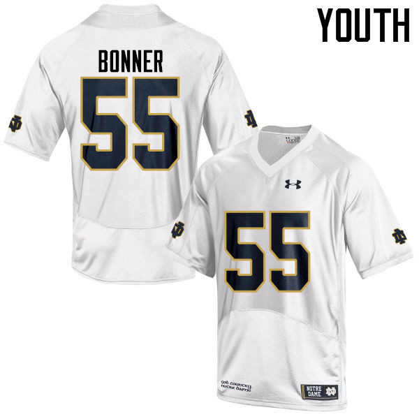Youth #55 Jonathan Bonner Notre Dame Fighting Irish College Football Jerseys-White - Click Image to Close